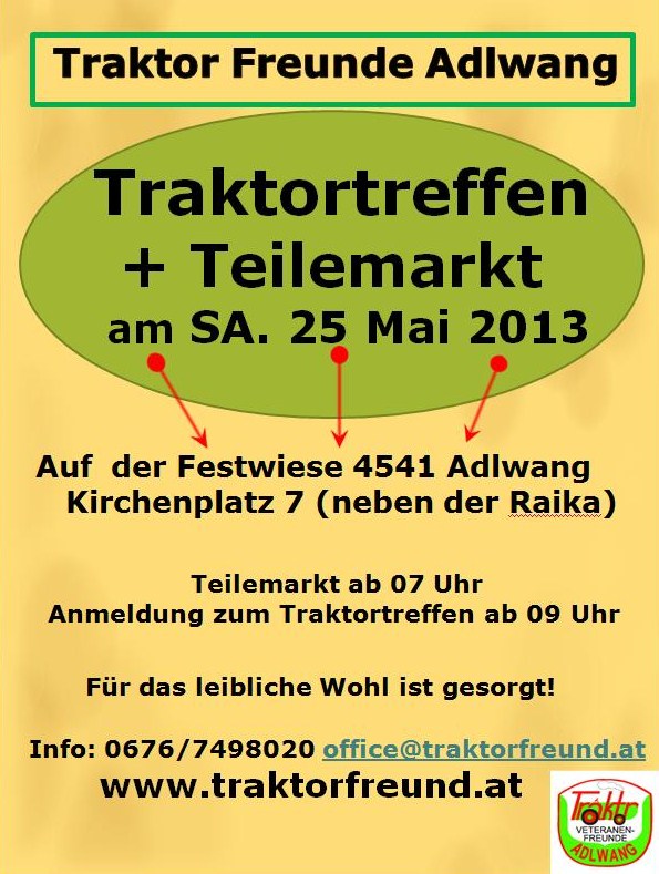 Adlwang Traktortreffen  Flohmarkt 25. Mai 2013