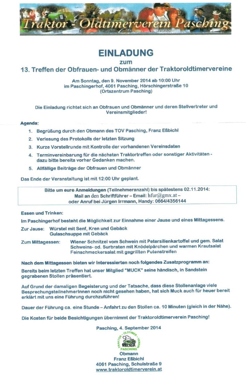 Obmännerversammlung der Oldtimervereine in Pasching 9. Nov. 2014