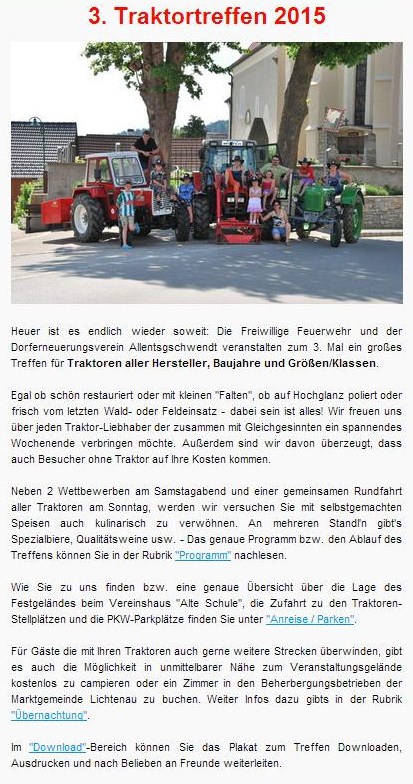 Allentsgschwendt Oldtimertreffen 8. bis 9. Aug. 2015