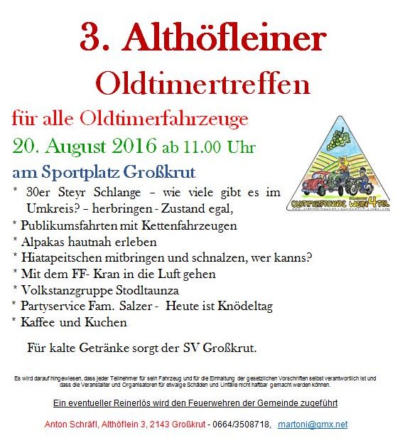 Althöflein Oldtimertreffen 20. Aug. 2016