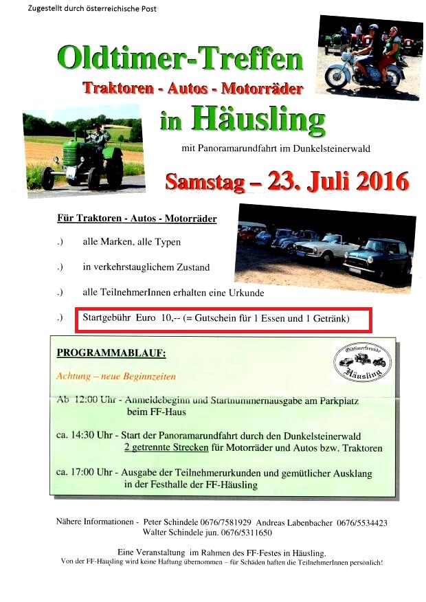 Häusling Oldtimertreffen 23.Juli 2016