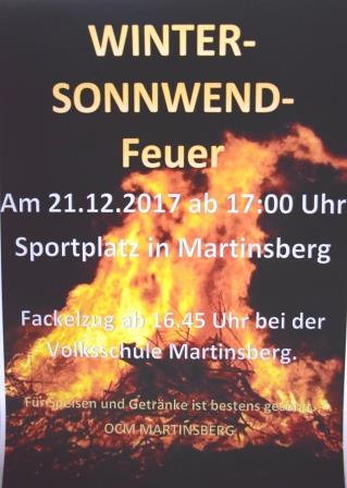 Martinsberg Winter Sonnenwende  am Sportplatzgelände  21.12.2017