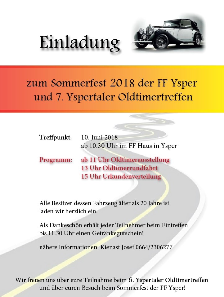 Yspertaler Oldtimertreffen 10. Juni 2018