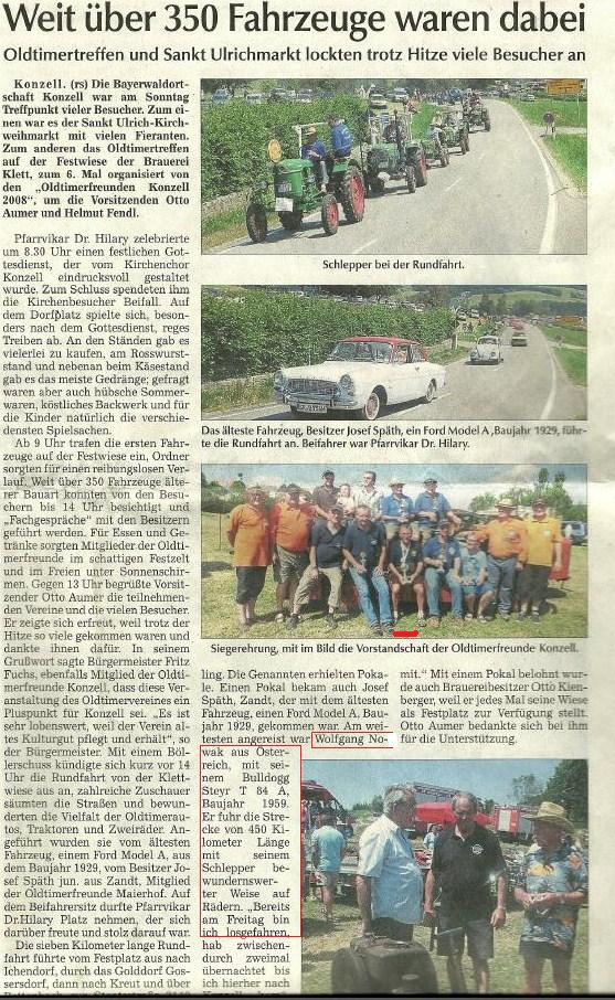 21. Konzell Oldtimertreffen 5.Juli 2015 Zeitung